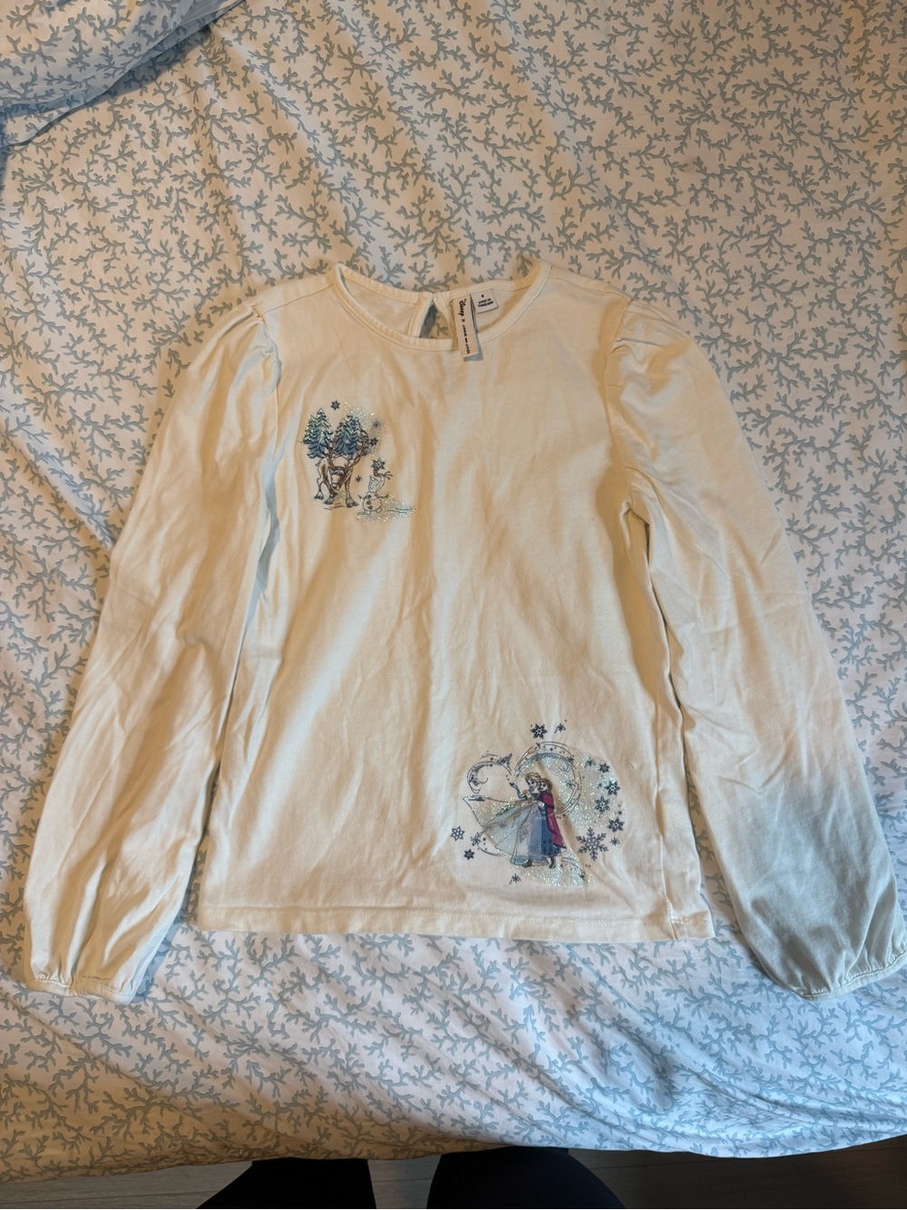Janie and Jack Cream Long-Sleeve Tee with Frozen Character Print